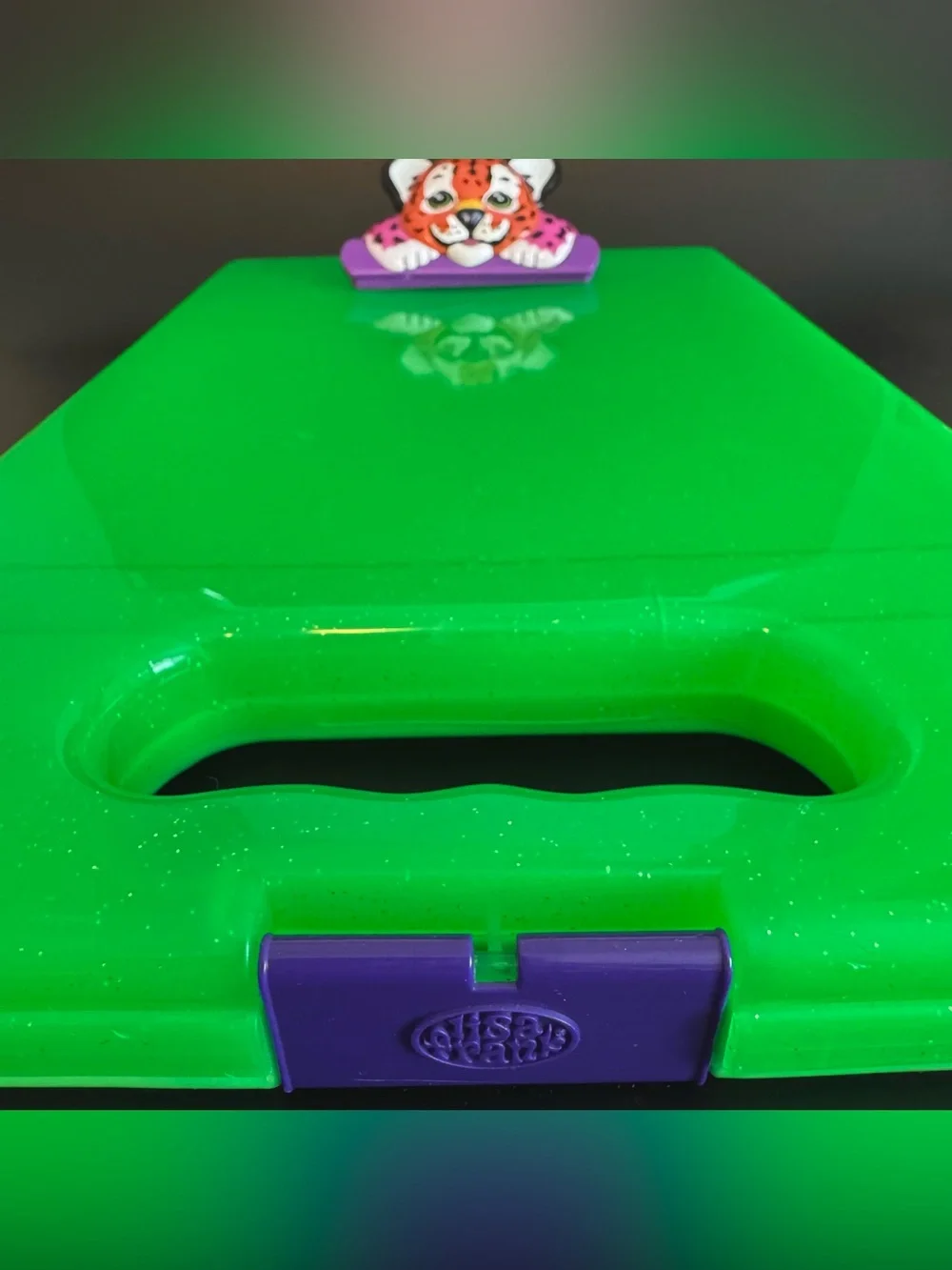 LISA FRANK Tiger Green Clipboard Storage Case & Glamour Dolls Blush Brush